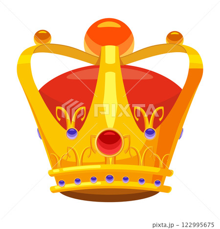 Crown cartoon golden royal jewelry of king queen, princess Crown cartoon golden royal jewelry of king queen, princess 122995675