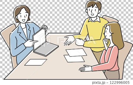 A woman giving a presentation using a PC and young men and women listening to her A woman giving a presentation using a PC and young men and women listening to her 122996005