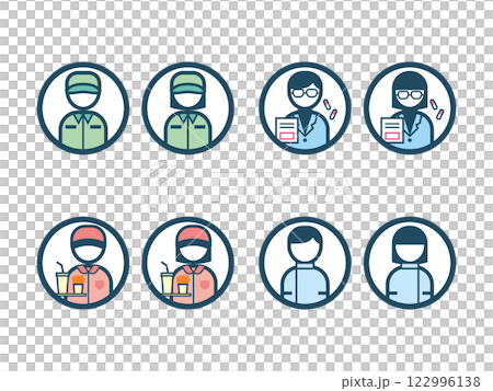 職業　人の丸いシンプルなカラーイラストアイコンセット 122996138