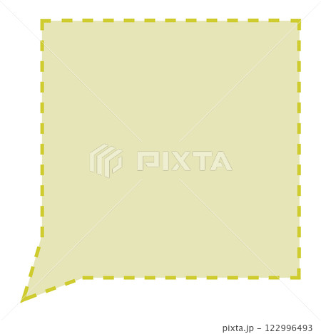 シンプルな破線の正方形フキダシ（黄色） 122996493