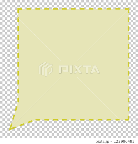 シンプルな破線の正方形フキダシ（黄色） 122996493