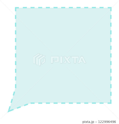 シンプルな破線の正方形フキダシ（水色） 122996496
