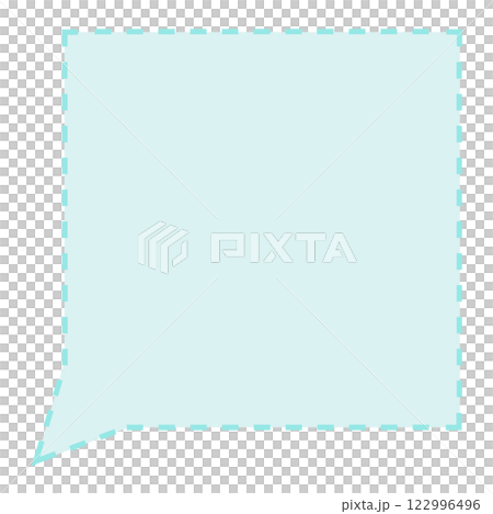 シンプルな破線の正方形フキダシ（水色） 122996496