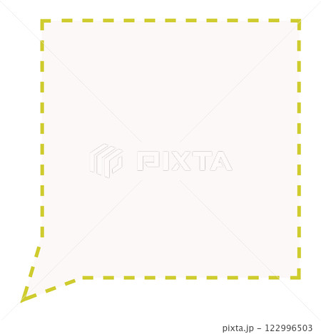 シンプルな破線の正方形フキダシ（黄色・白） 122996503