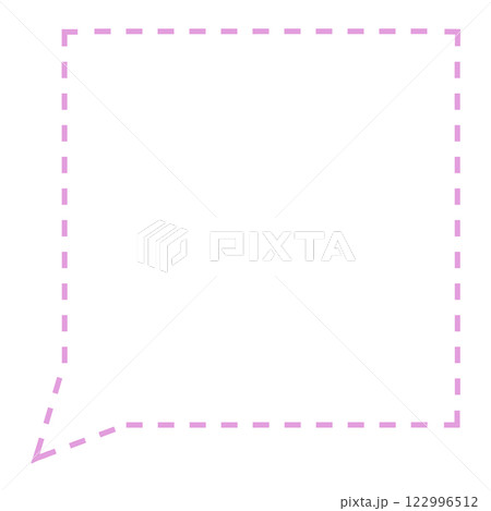 シンプルな破線の正方形フキダシ（線画のみ・ピンク） 122996512