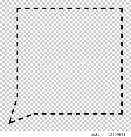 シンプルな破線の正方形フキダシ（線画のみ・黒） 122996514