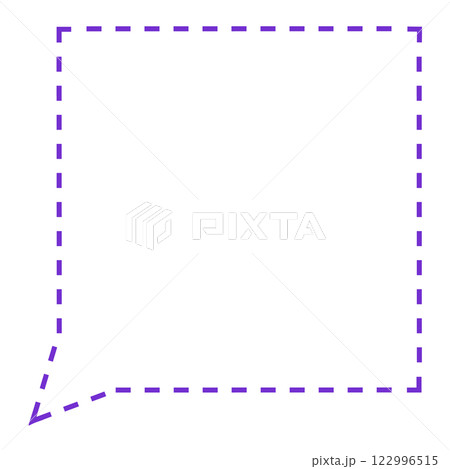 シンプルな破線の正方形フキダシ（線画のみ・紫） 122996515