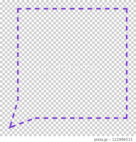 シンプルな破線の正方形フキダシ（線画のみ・紫） 122996515
