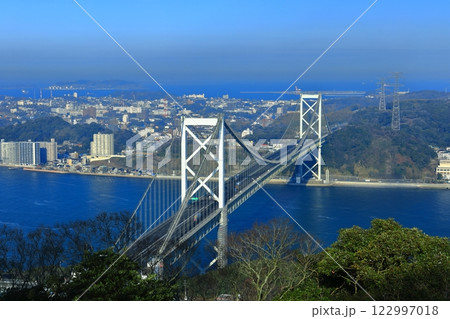 快晴の関門橋(関門海峡) 快晴の関門橋(関門海峡) 122997018