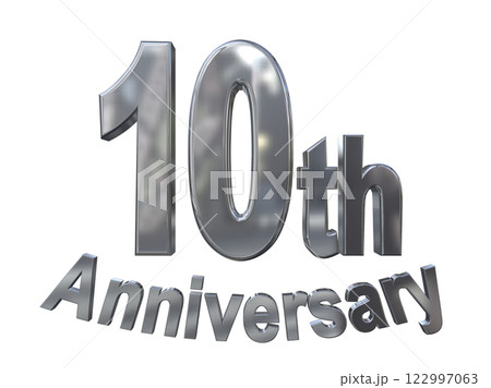 3DCG文字「10th Anniversary/10周年マークキラキラ」シルバー,銀 122997063