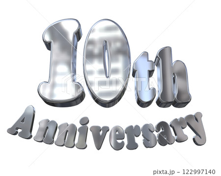 3DCG文字「10th Anniversary/10周年マークキラキラ」シルバー,銀 122997140