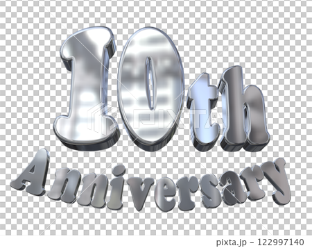 3DCG文字「10th Anniversary/10周年マークキラキラ」シルバー,銀 122997140