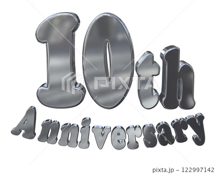 3DCG文字「10th Anniversary/10周年マークキラキラ」シルバー,銀 122997142