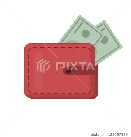 brown wallet with money icon  122997589