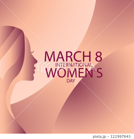 March 8 International Women's Day Celebration Honoring Women's Achievements with Floral and Feminine Design 122997643