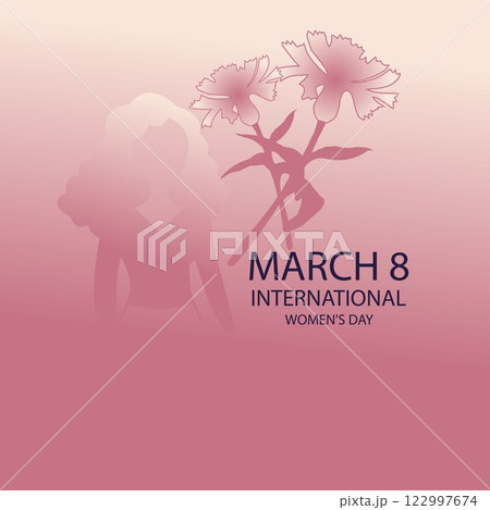 March 8 International Women's Day Celebration with Gradient Background and Feminine Silhouette 122997674