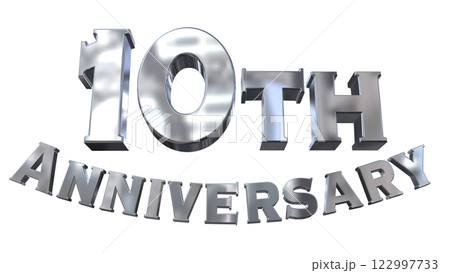 3DCG文字「10th Anniversary/10周年マークキラキラ」シルバー,銀 122997733