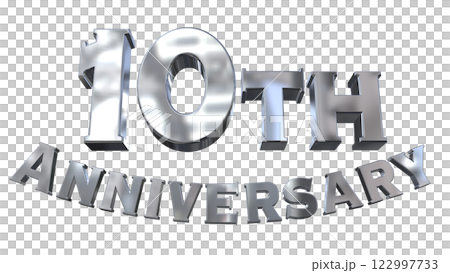 3DCG文字「10th Anniversary/10周年マークキラキラ」シルバー,銀 122997733