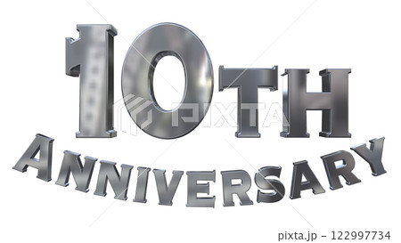 3DCG文字「10th Anniversary/10周年マークキラキラ」シルバー,銀 122997734
