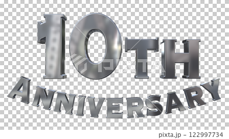 3DCG文字「10th Anniversary/10周年マークキラキラ」シルバー,銀 122997734