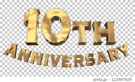 3DCG letters "10th Anniversary/10th Anniversary Mark Sparkling" Gold, Gold 122997929