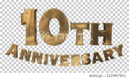 3DCG letters "10th Anniversary/10th Anniversary Mark Sparkling" Gold, Gold 122997931