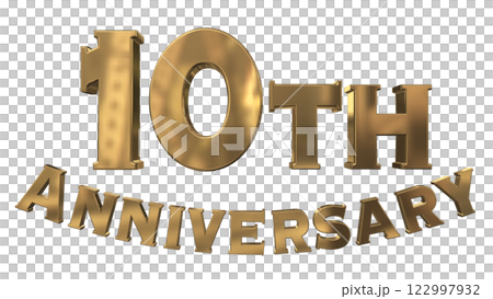 3DCG 字母“10 週年/10 週年紀念閃亮”金色,金色 3DCG 字母“10 週年/10 週年紀念閃亮”金色,金色 122997932