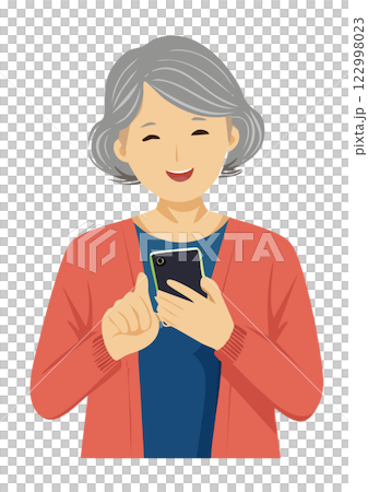 操作智慧型手機的亞洲高級女性 122998023