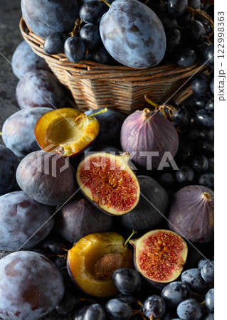 Juicy fresh blue fruits. 122998363