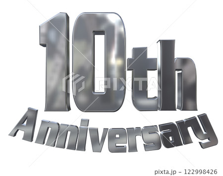 3DCG文字「10th Anniversary/10周年マークキラキラ」シルバー,銀 122998426