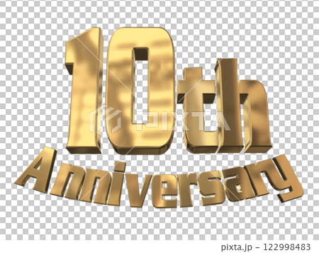 3DCG letters "10th Anniversary/10th Anniversary Mark Sparkling" Gold, Gold 3DCG letters "10th Anniversary/10th Anniversary Mark Sparkling" Gold, Gold 122998483