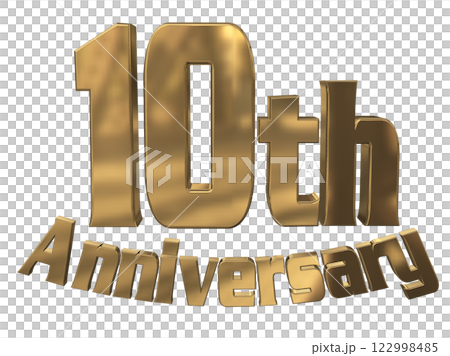 3DCG文字「10th Anniversary/10周年マークキラキラ」ゴールド,金 3DCG文字「10th Anniversary/10周年マークキラキラ」ゴールド,金 122998485