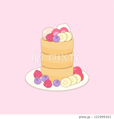 mix fruit pancake dessert 122999161