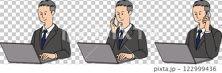 ノートパソコンで仕事をする50~60代男性ビジネスマン3 ノートパソコンで仕事をする50~60代男性ビジネスマン3 122999436