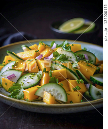 夏のサラダ:マンゴーとキュウリのサラダ 夏のサラダ:マンゴーとキュウリのサラダ 123000156