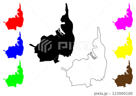 Paulista city (Federative Republic of Brazil, Pernambuco state) map vector illustration, scribble sketch Paulista map 123000180