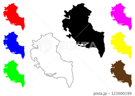 Porto Seguro city (Federative Republic of Brazil, Bahia state) map vector illustration, scribble sketch Safe Harbor map 123000199