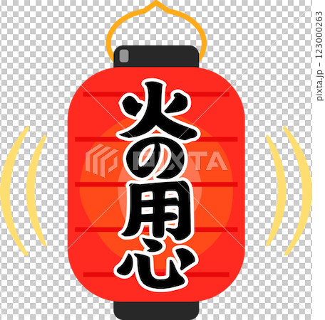 火の用心と書かれた赤い提灯 火の用心と書かれた赤い提灯 123000263