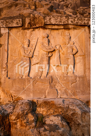Ancient persian relief in Taq-e Bostan in Kermanshah city, Iran Ancient persian relief in Taq-e Bostan in Kermanshah city, Iran 123000483