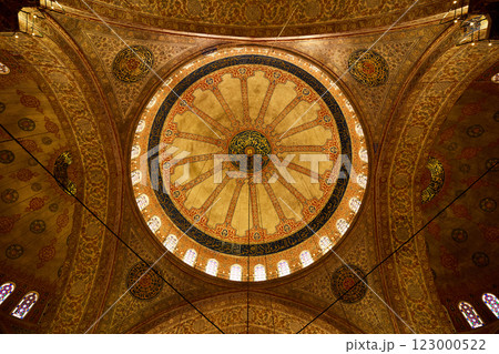 Interior of Sultan Ahmed Blue Mosque in Istanbul city, Turkey 123000522