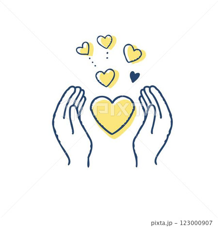 複数のハートを包み込む手 複数のハートを包み込む手 123000907