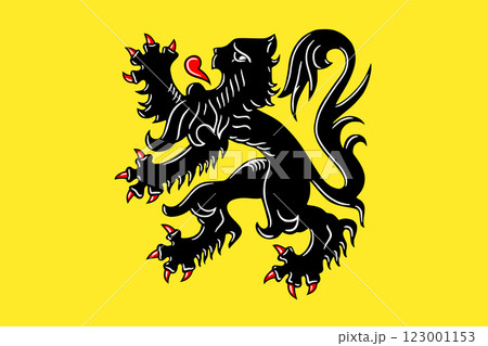Flag of Flemish Region (Kingdom of Belgium) Flanders or Vlaams Gewest, Solid yellow with a black lion Flag of Flemish Region (Kingdom of Belgium) Flanders or Vlaams Gewest, Solid yellow with a black lion 123001153