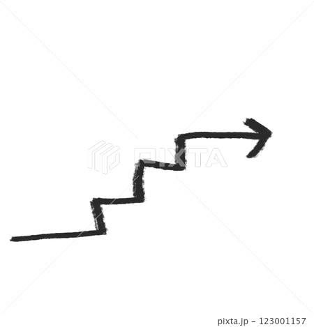 シンプルな階段で成長を示す線画矢印付きイラスト03Stairs, Step-up, Growth シンプルな階段で成長を示す線画矢印付きイラスト03Stairs, Step-up, Growth 123001157