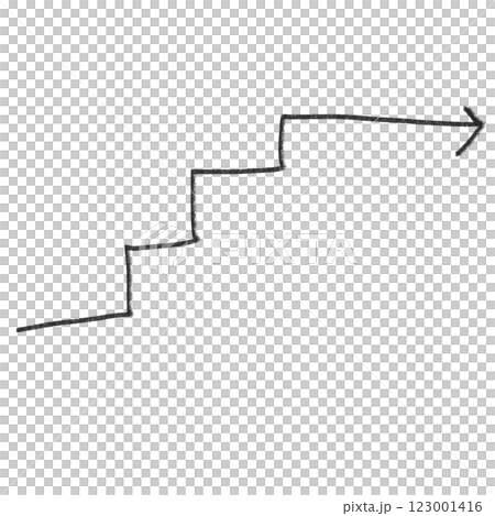 シンプルな階段で成長を示す線画矢印付きイラスト01Stairs, Step-up, Growth 123001416