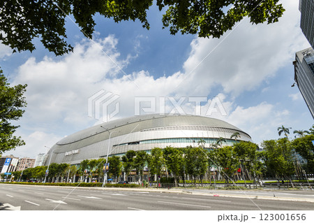 Building view of the Taipei Dome in Taiwan, also known as the Farglory Dome, is a multi-purpose domed stadium. 123001656
