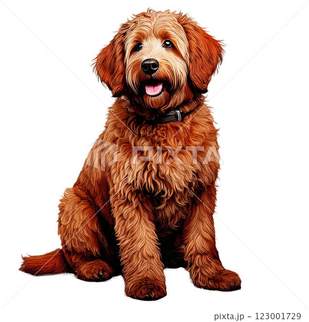 リアルイラスト:ゴールデンドゥードルレッド リアルイラスト:ゴールデンドゥードルレッド 123001729