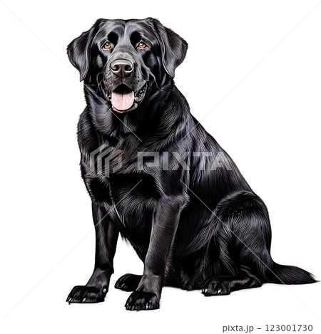 リアルイラスト：黒ラブのイラスト素材 [123001730] - PIXTA