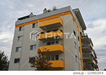 facade of a modern apartment building with windows and balconies. Czech Republic - Europe. facade of a modern apartment building with windows and balconies. Czech Republic - Europe. 123001854