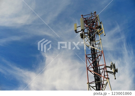 Telecommunication tower mast TV antennas wireless technology Telecommunication tower mast TV antennas wireless technology 123001860