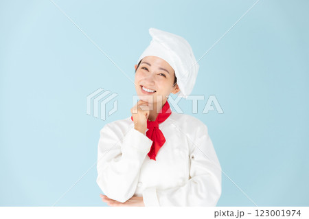 女性 シェフ コックコート ニヤける 女性 シェフ コックコート ニヤける 123001974
